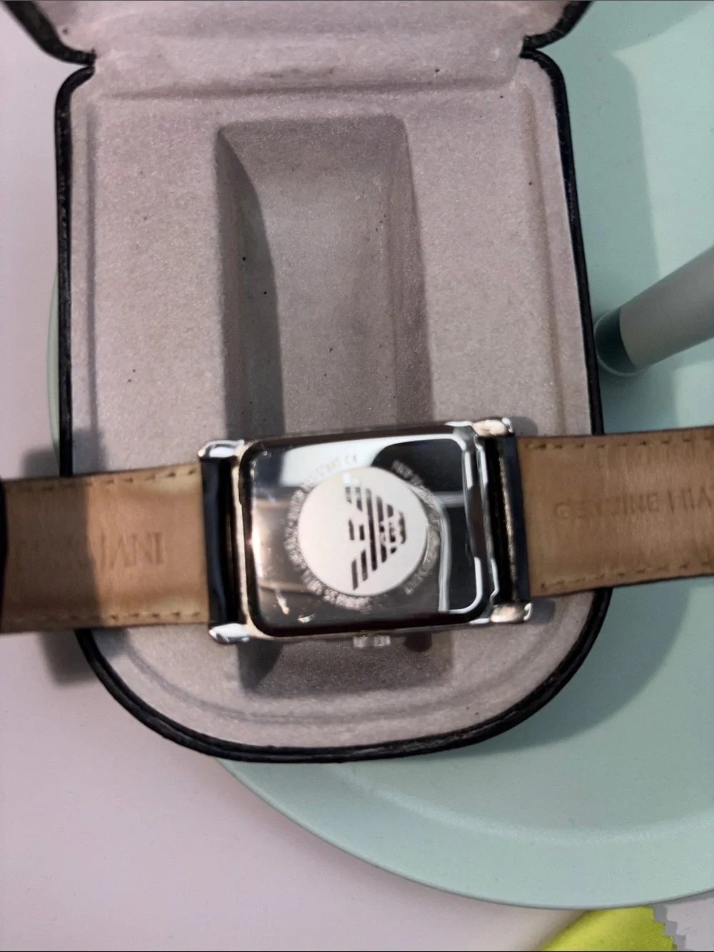 Vintage Emporio Armani Men's Black Leather Strap Watch